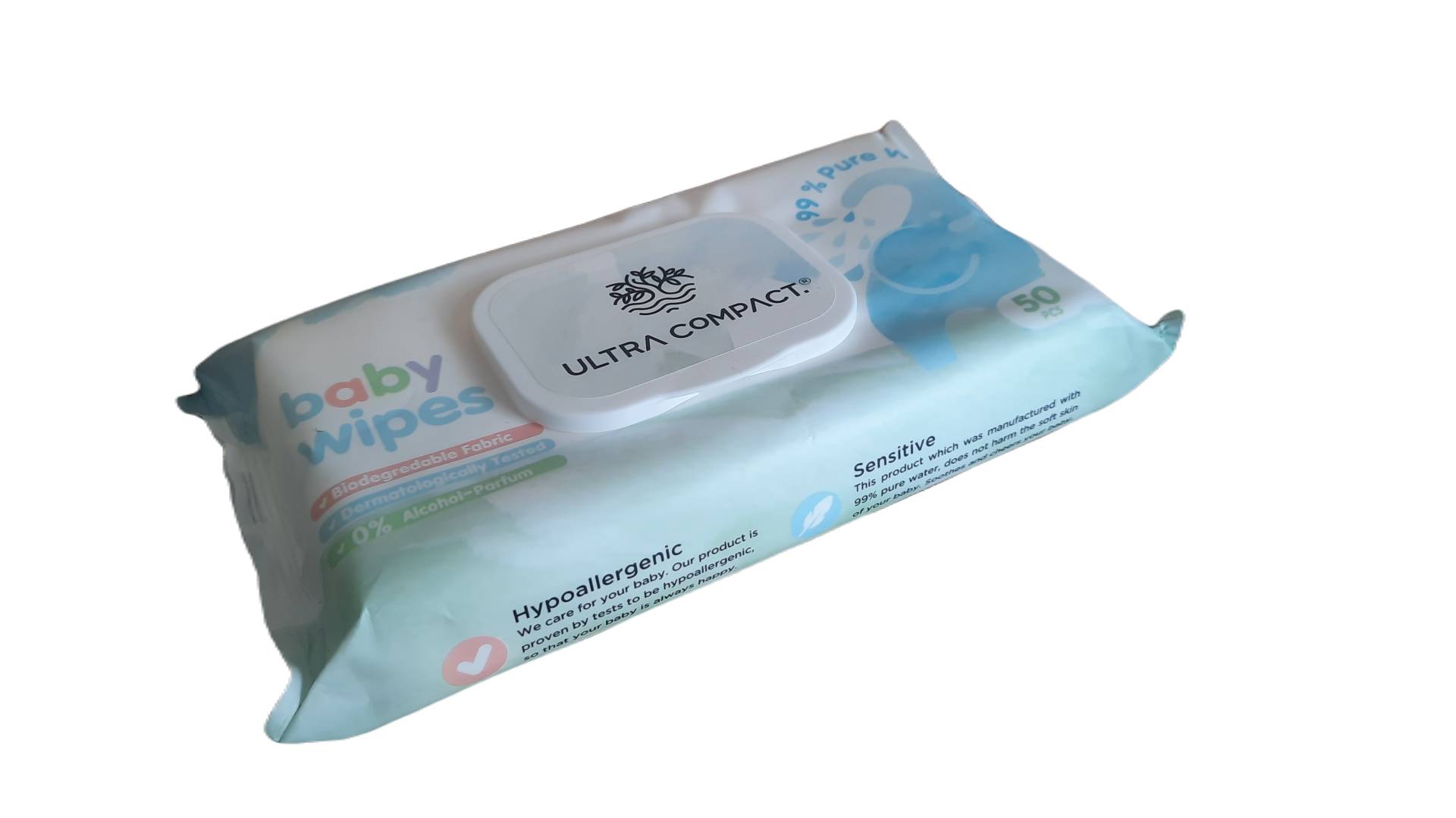 PureW-50bc.jpg Servetele umede pentru bebelusi, Ultra Compact Baby Pure Water, 50 buc/set - imagine 1