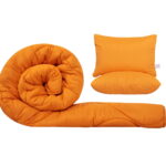 Set SomnART gama Coral, Pilota 200x220 cm si 2 perne 50x70 cm Orange