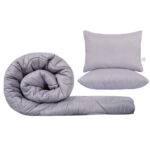 Set SomnART gama Coral, Pilota 200x220 cm si 2 perne 50x70 cm  Silver