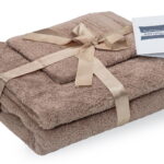 Set prosoape bumbac Somnart 400gsm de fata 50x90 cm + de corp 70x140 + de maini 30x50 cm - bej