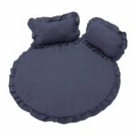 Set covoras impermeabil cu volan + 2 perne SomnArt, din in, Albastru
