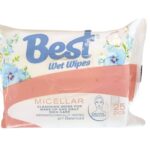 Servetele umede pentru demachiere si ingrijirea pielii, fata, ochi si buze, micellar, Best, 25 buc/set