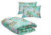 Set pilota primavara/vara si 2 perne Viseo Green Flowers SomnART, microfibra, 150 g/mp, 180x200 cm + 50x70 cm