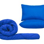 Set pilota 200x220cm, 250gsm + 2 perne UNI matlasate 50x70cm, albastru